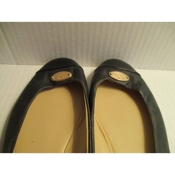 *COACH Black Leather Patent Toe Flats Goldtone Medallion - 8.5B - Picture 5 of 9